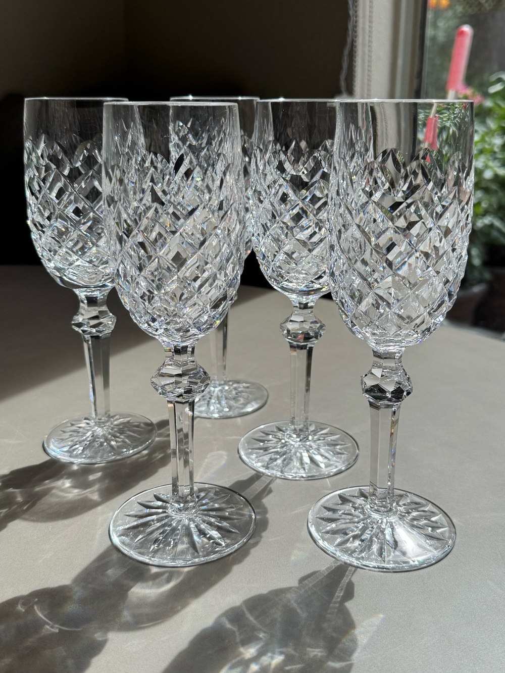 Waterford Powerscourt Champagne Flutes Set of 5 8⅛” Discontinued Ireland